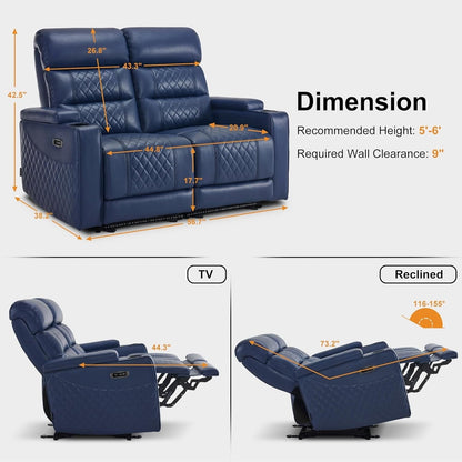 Canapé inclinable électrique MCombo avec appuie-têtes réglables, siège home cinéma avec rangement pour accoudoirs, similicuir HTS470