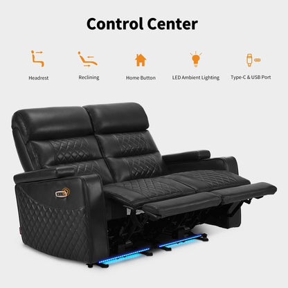 Canapé inclinable électrique MCombo avec appuie-têtes réglables, siège home cinéma avec rangement pour accoudoirs, similicuir HTS470