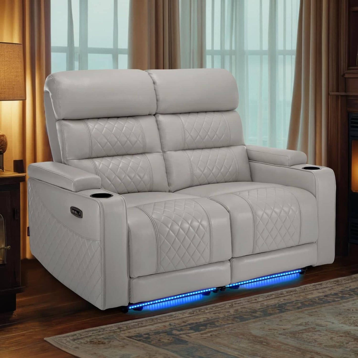 Canapé inclinable électrique MCombo avec appuie-têtes réglables, siège home cinéma avec rangement pour accoudoirs, similicuir HTS470