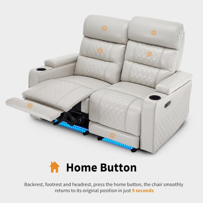 Canapé inclinable électrique MCombo avec appuie-têtes réglables, siège home cinéma avec rangement pour accoudoirs, similicuir HTS470