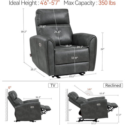 Fauteuils inclinables électriques MCombo de petite taille, fauteuil inclinable moderne sans appuie-mur avec support lombaire, ports USB et de chargement, certifié FSC