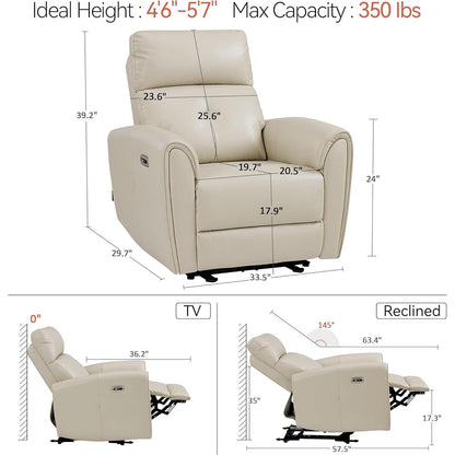 Fauteuils inclinables électriques MCombo de petite taille, fauteuil inclinable moderne sans appuie-mur avec support lombaire, ports USB et de chargement, certifié FSC