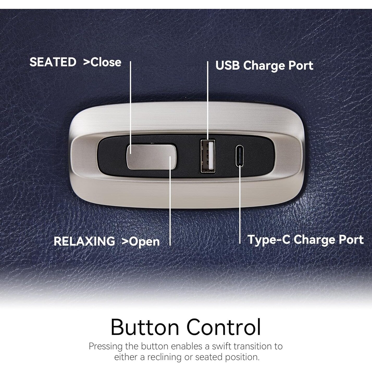 Fauteuils inclinables électriques MCombo de petite taille, fauteuil inclinable moderne sans appuie-mur avec support lombaire, ports USB et de chargement, certifié FSC