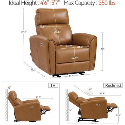 Fauteuils inclinables électriques MCombo de petite taille, fauteuil inclinable moderne sans appuie-mur avec support lombaire, ports USB et de chargement, certifié FSC