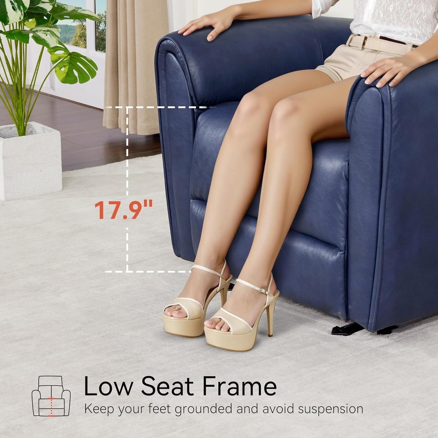 Fauteuils inclinables électriques MCombo de petite taille, fauteuil inclinable moderne sans appuie-mur avec support lombaire, ports USB et de chargement, certifié FSC