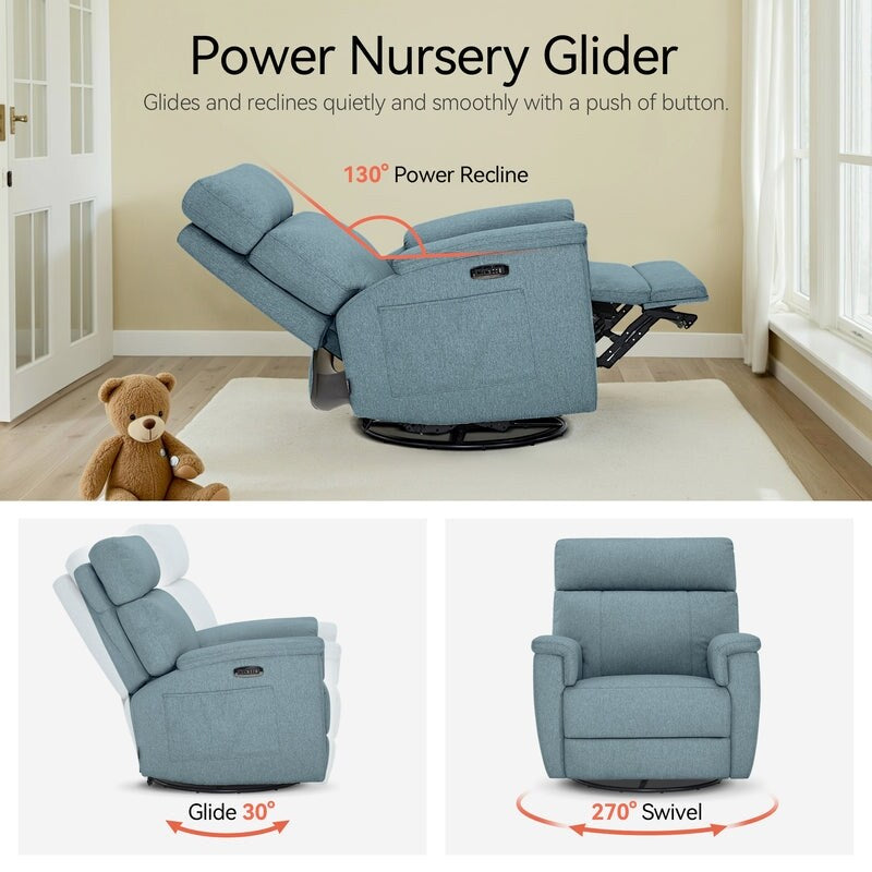 Fauteuil inclinable pivotant et motorisé MCombo pour chambre d'enfant, tissu PR601