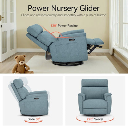 Fauteuil inclinable pivotant et motorisé MCombo pour chambre d'enfant, tissu PR601