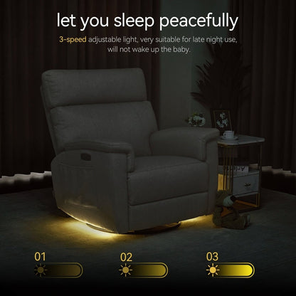 Fauteuil inclinable pivotant et motorisé MCombo pour chambre d'enfant, tissu PR601