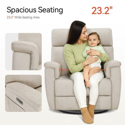 Fauteuil inclinable pivotant et motorisé MCombo pour chambre d'enfant, tissu PR601