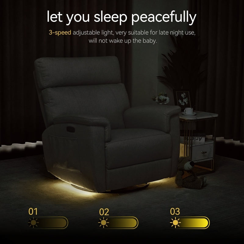 Fauteuil inclinable pivotant et motorisé MCombo pour chambre d'enfant, tissu PR601