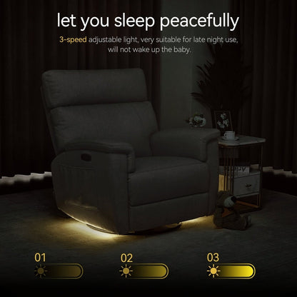 Fauteuil inclinable pivotant et motorisé MCombo pour chambre d'enfant, tissu PR601