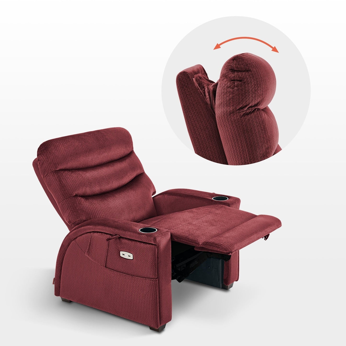 Fauteuil inclinable zéro gravité MCombo Power avec appui-tête réglable pour salon, tissu ZG334