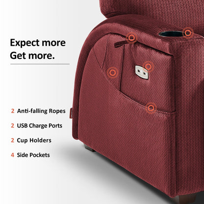 Fauteuil inclinable zéro gravité MCombo Power avec appui-tête réglable pour salon, tissu ZG334