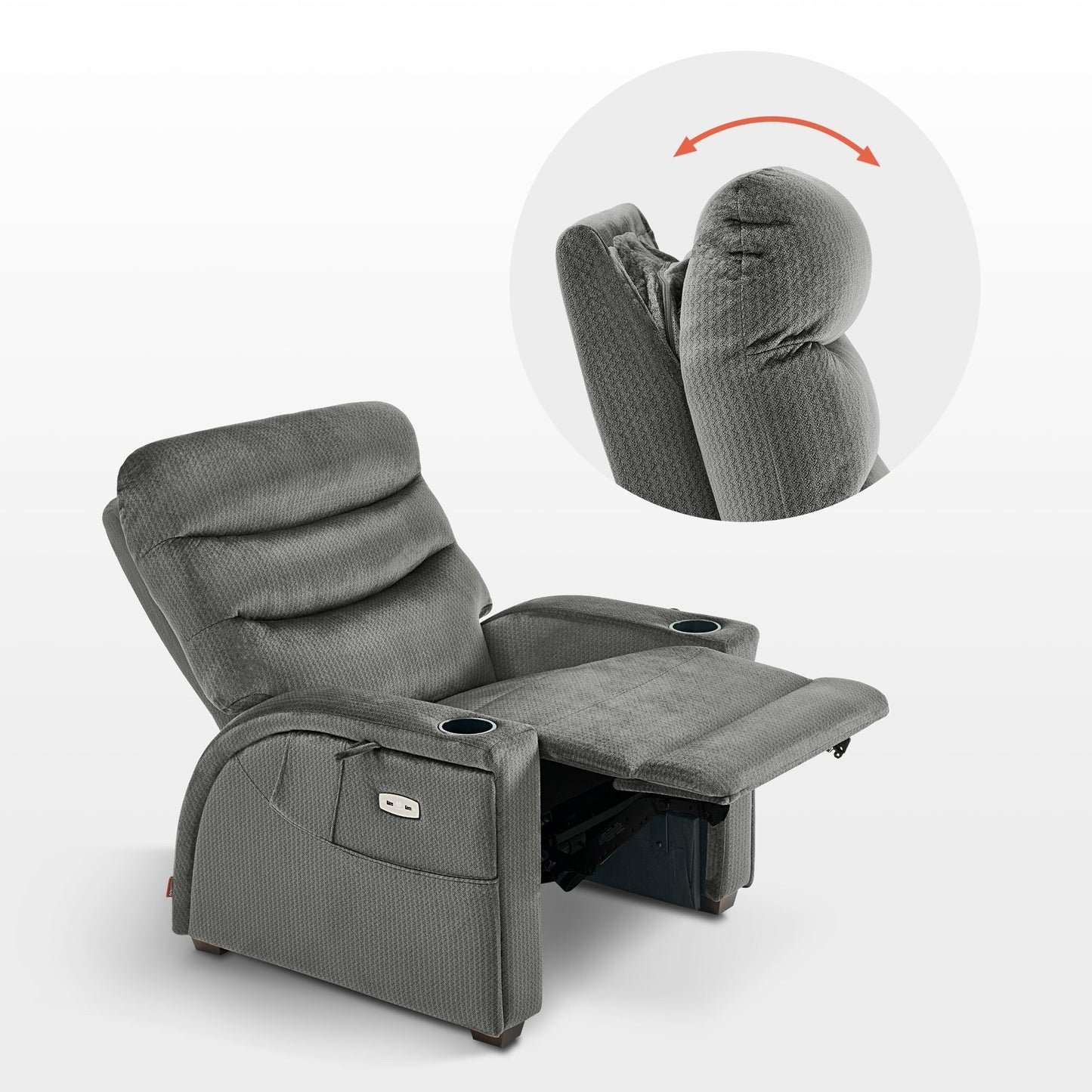 Fauteuil inclinable zéro gravité MCombo Power avec appui-tête réglable pour salon, tissu ZG334
