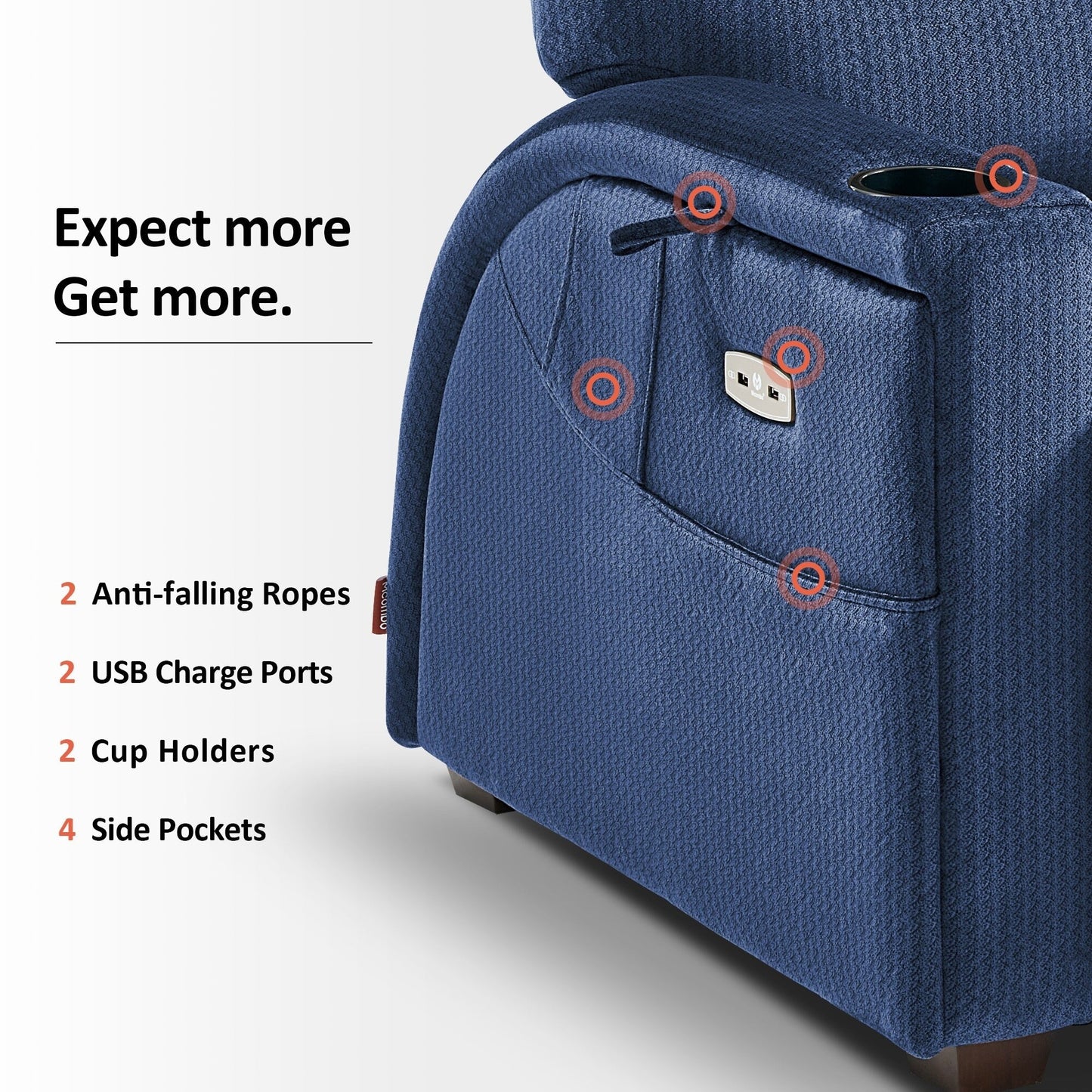 Fauteuil inclinable zéro gravité MCombo Power avec appui-tête réglable pour salon, tissu ZG334