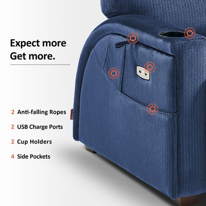 Fauteuil inclinable zéro gravité MCombo Power avec appui-tête réglable pour salon, tissu ZG334