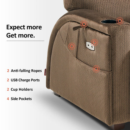 Fauteuil inclinable zéro gravité MCombo Power avec appui-tête réglable pour salon, tissu ZG334