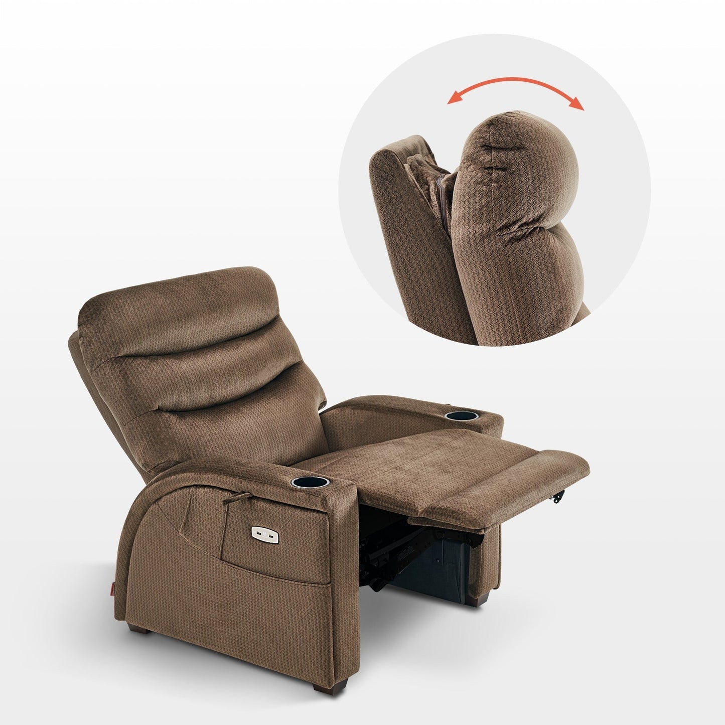 Fauteuil inclinable zéro gravité MCombo Power avec appui-tête réglable pour salon, tissu ZG334