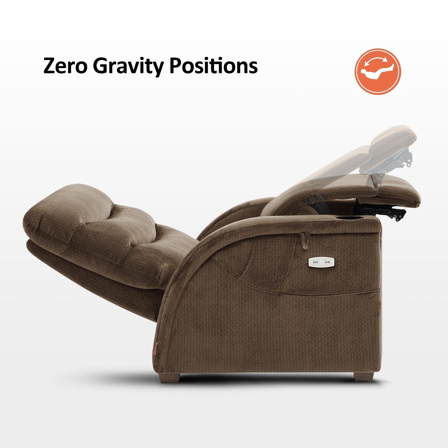 Fauteuil inclinable zéro gravité MCombo Power avec appui-tête réglable pour salon, tissu ZG334