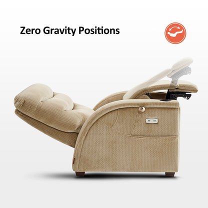 Fauteuil inclinable zéro gravité MCombo Power avec appui-tête réglable pour salon, tissu ZG334