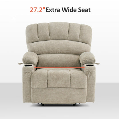 Fauteuil inclinable combiné M avec massage et chauffage pour personnes âgées de grande taille, tissu R7093 (petit-large)