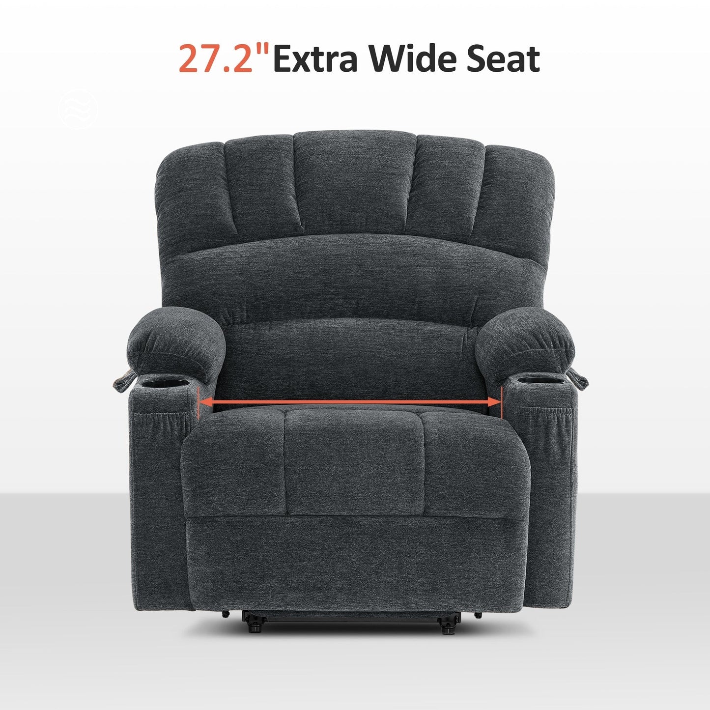 Fauteuil inclinable combiné M avec massage et chauffage pour personnes âgées de grande taille, tissu R7093 (petit-large)