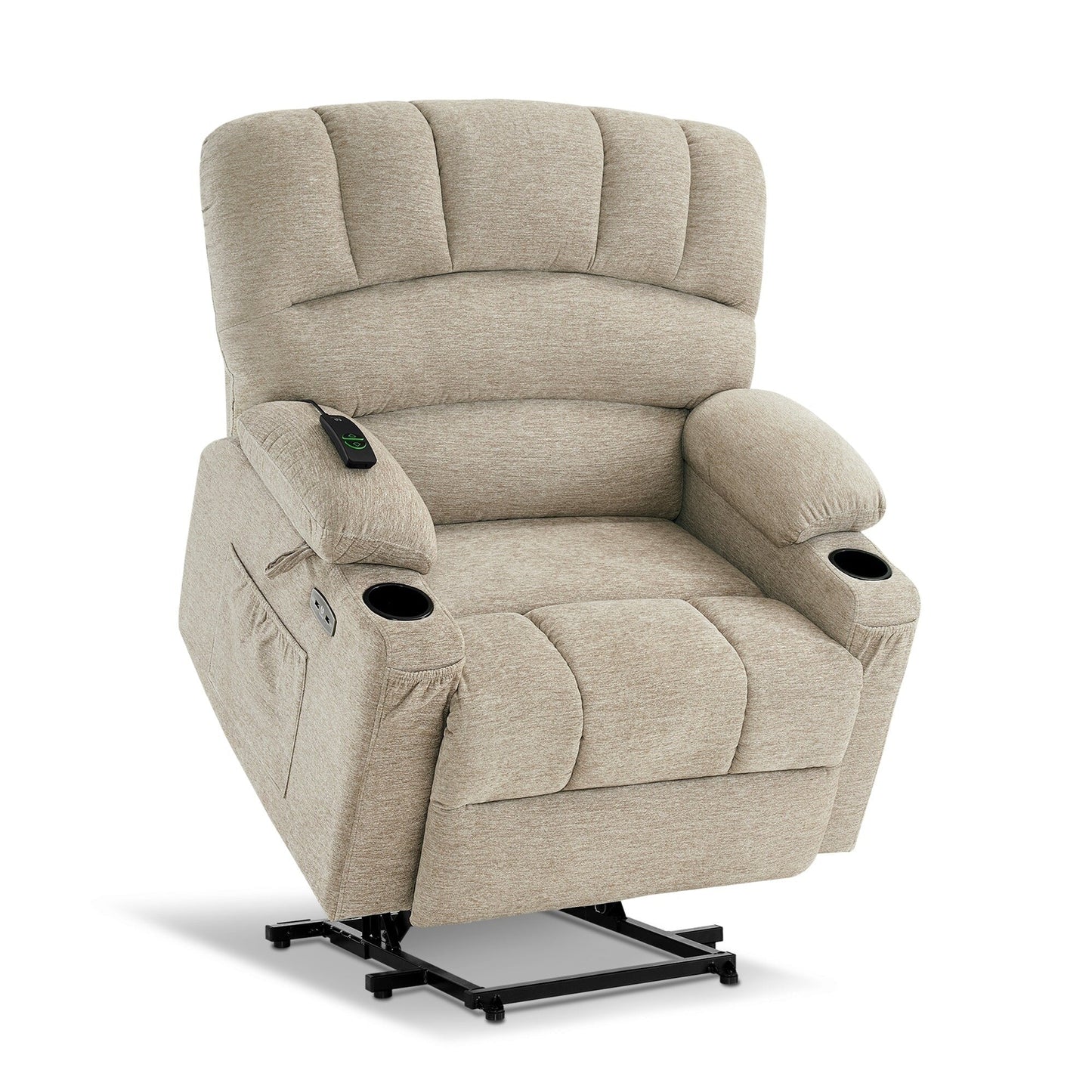 Fauteuil inclinable combiné M avec massage et chauffage pour personnes âgées de grande taille, tissu R7093 (petit-large)