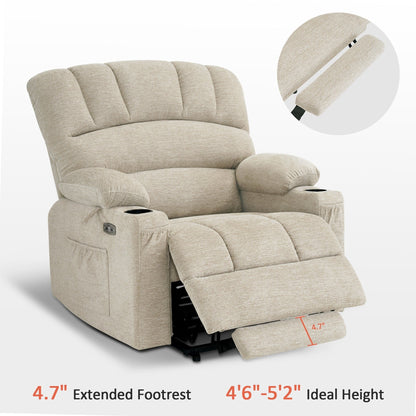 Fauteuil inclinable combiné M avec massage et chauffage pour personnes âgées de grande taille, tissu R7093 (petit-large)