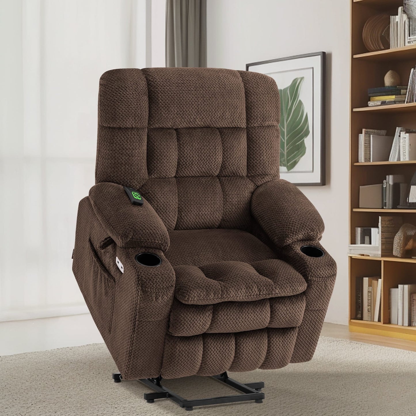 Fauteuil inclinable électrique à double moteur MCombo, petit format, avec massage et chauffage, positions infinies, ports USB, tissu 7893