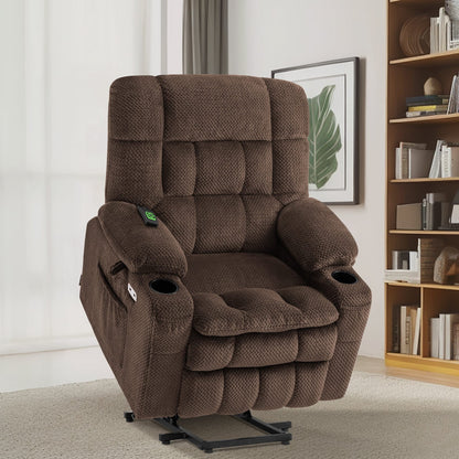 Fauteuil inclinable électrique à double moteur MCombo, petit format, avec massage et chauffage, positions infinies, ports USB, tissu 7893