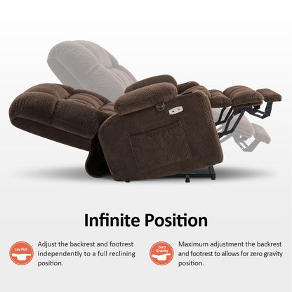 Fauteuil inclinable électrique à double moteur MCombo, petit format, avec massage et chauffage, positions infinies, ports USB, tissu 7893