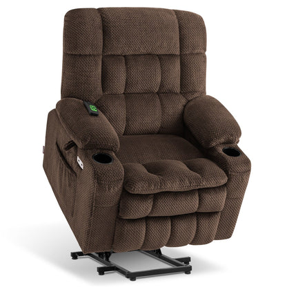 Fauteuil inclinable électrique à double moteur MCombo, petit format, avec massage et chauffage, positions infinies, ports USB, tissu 7893
