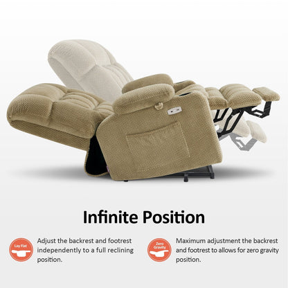 Fauteuil inclinable électrique à double moteur MCombo, petit format, avec massage et chauffage, positions infinies, ports USB, tissu 7893