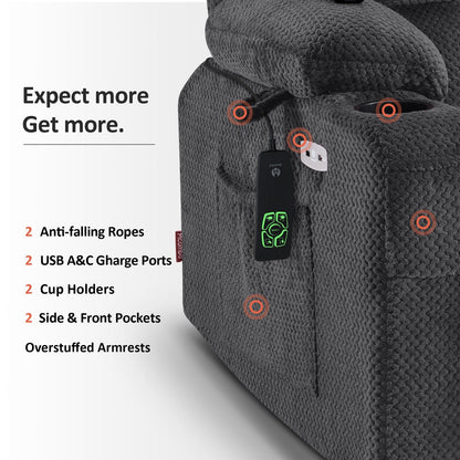 Fauteuil inclinable électrique à double moteur MCombo, petit format, avec massage et chauffage, positions infinies, ports USB, tissu 7893