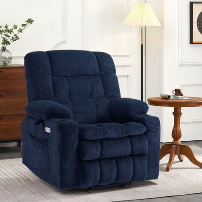 Fauteuil inclinable électrique à double moteur MCombo, petit format, avec massage et chauffage, positions infinies, ports USB, tissu 7893