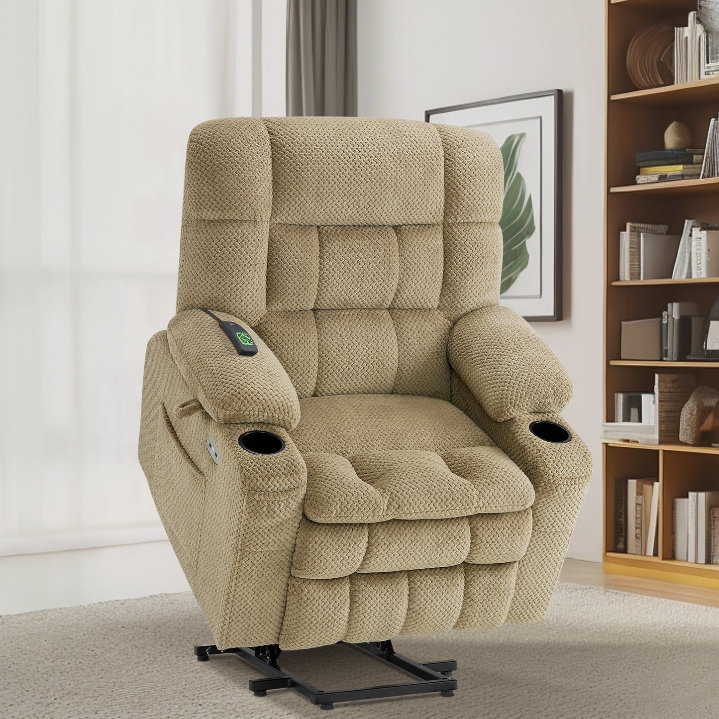 Fauteuil inclinable électrique à double moteur MCombo, petit format, avec massage et chauffage, positions infinies, ports USB, tissu 7893