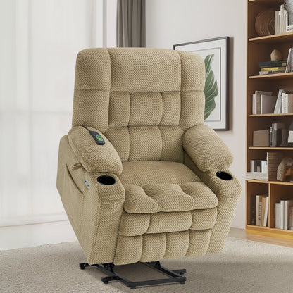 Fauteuil inclinable électrique à double moteur MCombo, petit format, avec massage et chauffage, positions infinies, ports USB, tissu 7893