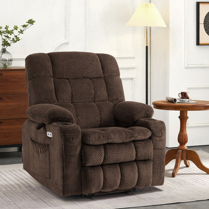 Fauteuil inclinable électrique à double moteur MCombo, petit format, avec massage et chauffage, positions infinies, ports USB, tissu 7893