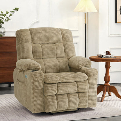 Fauteuil inclinable électrique à double moteur MCombo, petit format, avec massage et chauffage, positions infinies, ports USB, tissu 7893