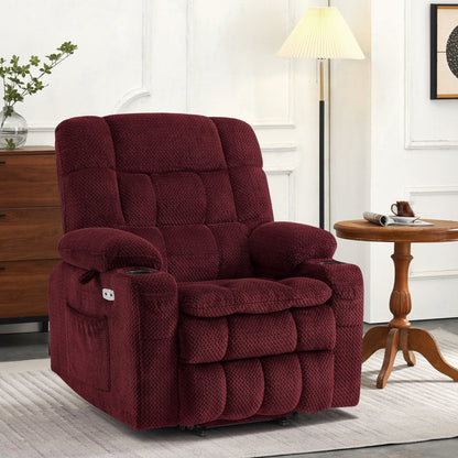 Fauteuil inclinable électrique à double moteur MCombo, petit format, avec massage et chauffage, positions infinies, ports USB, tissu 7893