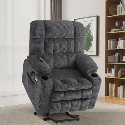 Fauteuil inclinable électrique à double moteur MCombo, petit format, avec massage et chauffage, positions infinies, ports USB, tissu 7893