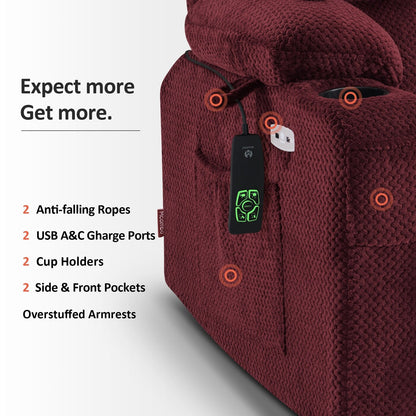 Fauteuil inclinable électrique à double moteur MCombo, petit format, avec massage et chauffage, positions infinies, ports USB, tissu 7893