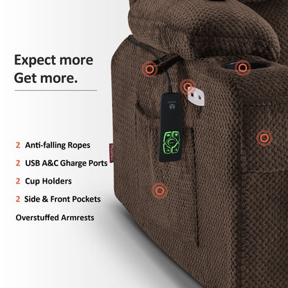 Fauteuil inclinable électrique à double moteur MCombo, petit format, avec massage et chauffage, positions infinies, ports USB, tissu 7893