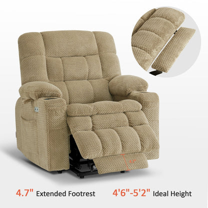 Fauteuil inclinable électrique à double moteur MCombo, petit format, avec massage et chauffage, positions infinies, ports USB, tissu 7893