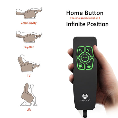 Fauteuil inclinable électrique à double moteur MCombo, petit format, avec massage et chauffage, positions infinies, ports USB, tissu 7893