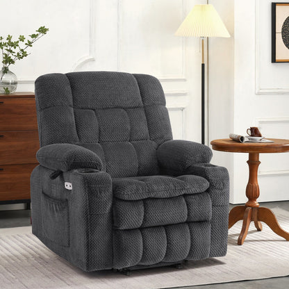 Fauteuil inclinable électrique à double moteur MCombo, petit format, avec massage et chauffage, positions infinies, ports USB, tissu 7893