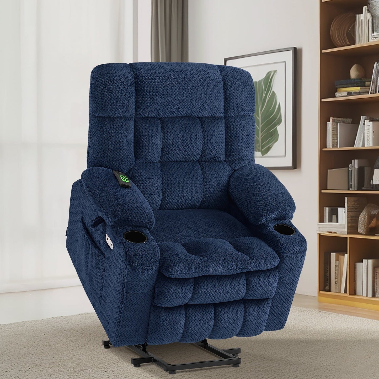 Fauteuil inclinable électrique à double moteur MCombo, petit format, avec massage et chauffage, positions infinies, ports USB, tissu 7893