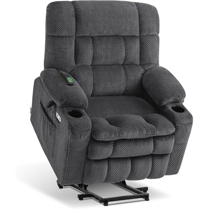Fauteuil inclinable releveur électrique à double moteur MCombo avec massage et chauffage, positions infinies, tissu R7894 (petit-large)