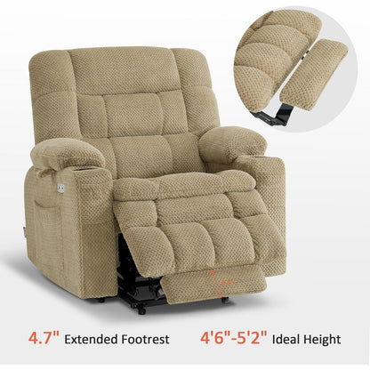 Fauteuil inclinable releveur électrique à double moteur MCombo avec massage et chauffage, positions infinies, tissu R7894 (petit-large)