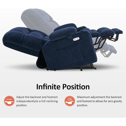 Fauteuil inclinable releveur électrique à double moteur MCombo avec massage et chauffage, positions infinies, tissu R7894 (petit-large)